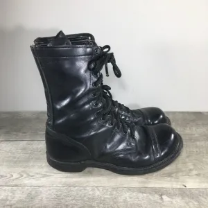 Men’s Double H Combat Black Leather Paratrooper Jump Cap Toe Boots Size 9 Wide