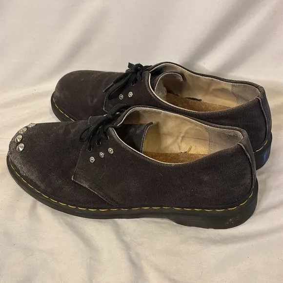 Men's Dr. Martens Black Canvas Shoes with Studded Detail US 14 Oxford