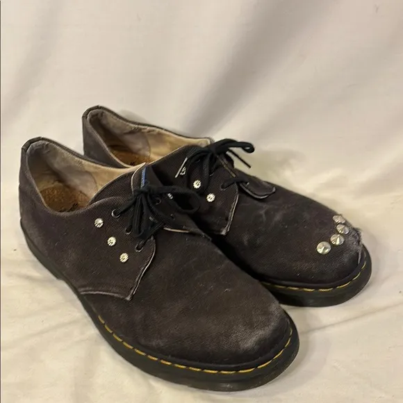 Men's Dr. Martens Black Canvas Shoes with Studded Detail US 14 Oxford