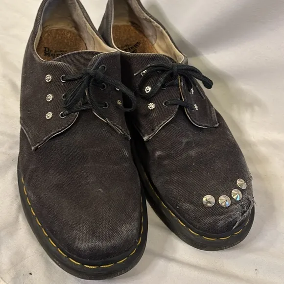 Men's Dr. Martens Black Canvas Shoes with Studded Detail US 14 Oxford