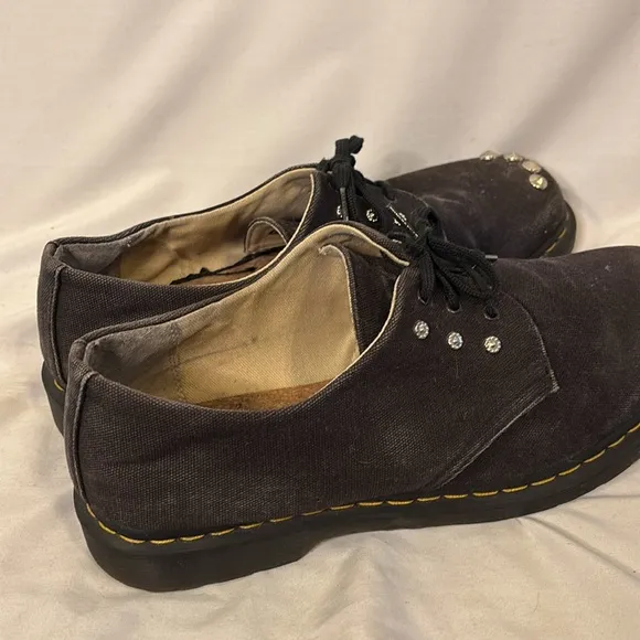 Men's Dr. Martens Black Canvas Shoes with Studded Detail US 14 Oxford