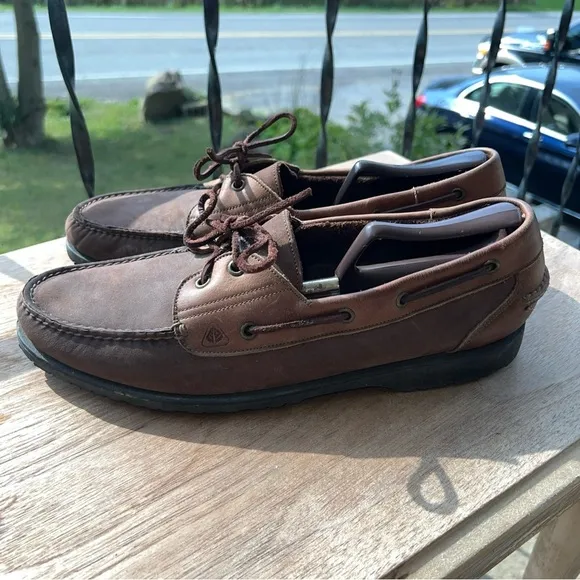 Mens Florsheim Outdoorsman Dark Brown Leather Upper Boat Shoes Size 13B