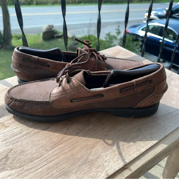 Mens Florsheim Outdoorsman Dark Brown Leather Upper Boat Shoes Size 13B