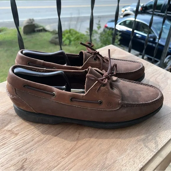 Mens Florsheim Outdoorsman Dark Brown Leather Upper Boat Shoes Size 13B