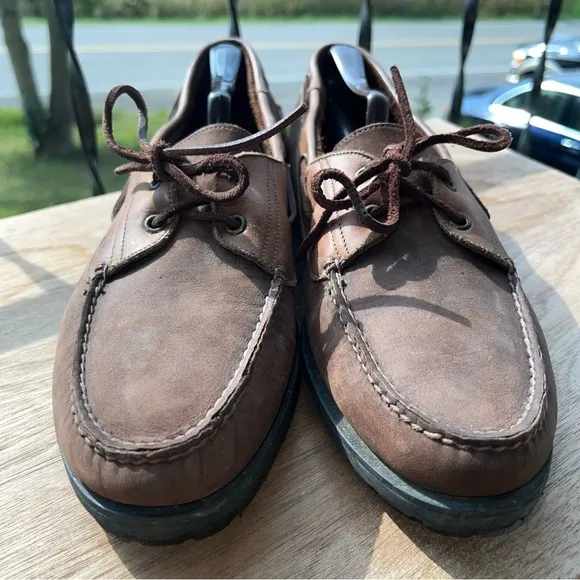Mens Florsheim Outdoorsman Dark Brown Leather Upper Boat Shoes Size 13B