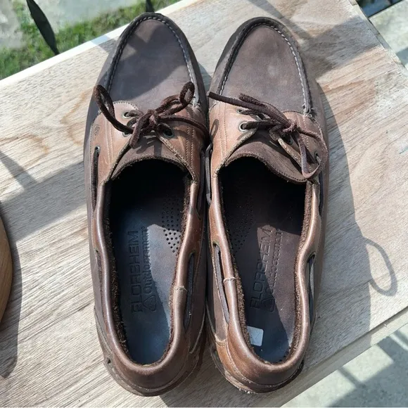 Mens Florsheim Outdoorsman Dark Brown Leather Upper Boat Shoes Size 13B
