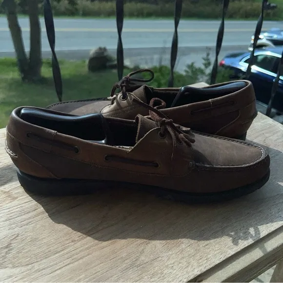 Mens Florsheim Outdoorsman Dark Brown Leather Upper Boat Shoes Size 13B