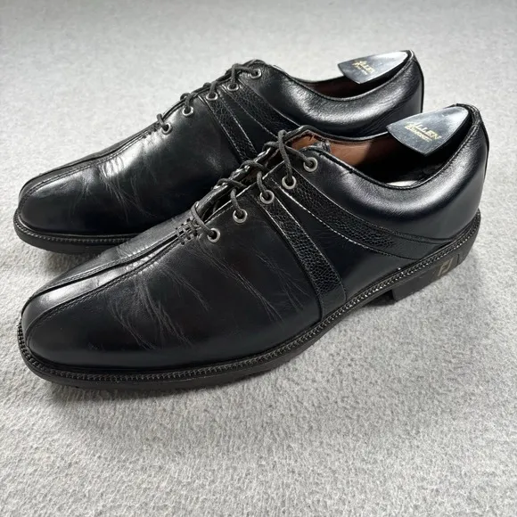 Men's FOOTJOY FJ ICON Comfort Black Leather Golf Shoes 10.5 52163