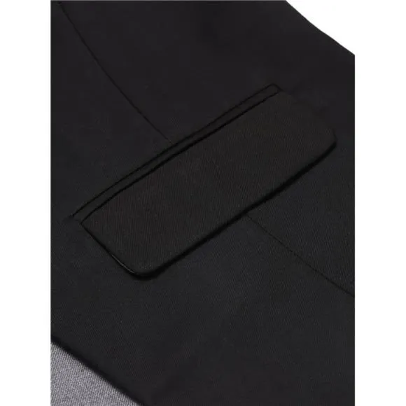 Men's Formal Vest Layered Waistcoat Dress Suit Vests, Black