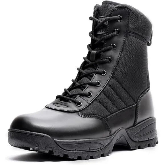 Men's Military Tactical Combat Boots Side Zipper Work Motorcycle Boots 8 inch