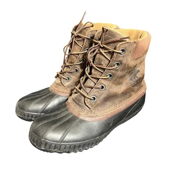 Men's Sorel Sz 9 Cheyanne II Duck Rain Winter Leather‎ Boots Insulated Shoes