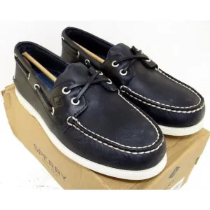 Men's Sperry Top-Sider Authentic Original Navy 2-Eye Cross Lace Boat Shoes NWT