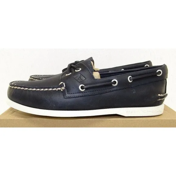 Men's Sperry Top-Sider Authentic Original Navy 2-Eye Cross Lace Boat Shoes NWT