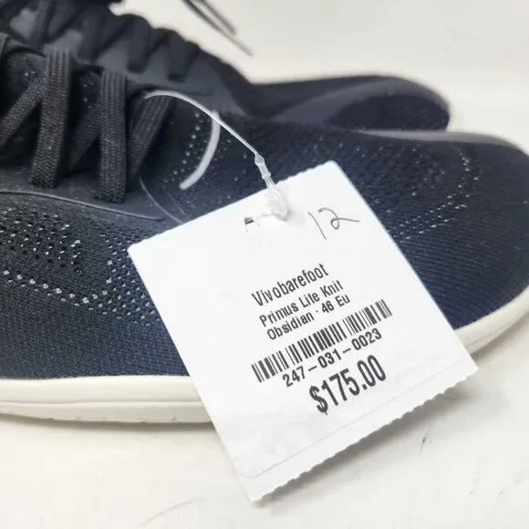 Men's US 12.5 / EU 46 Vivobarefoot Primus Lite knit shoes in Obsidian