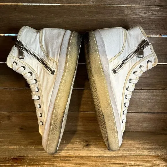 Mens Vince Rodgers White Canvas Casual Comfort High Top Sneakers Shoes Size 10 D