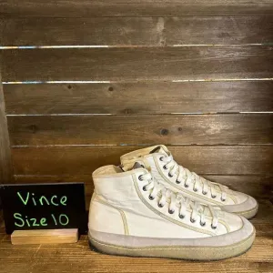 Mens Vince Rodgers White Canvas Casual Comfort High Top Sneakers Shoes Size 10 D