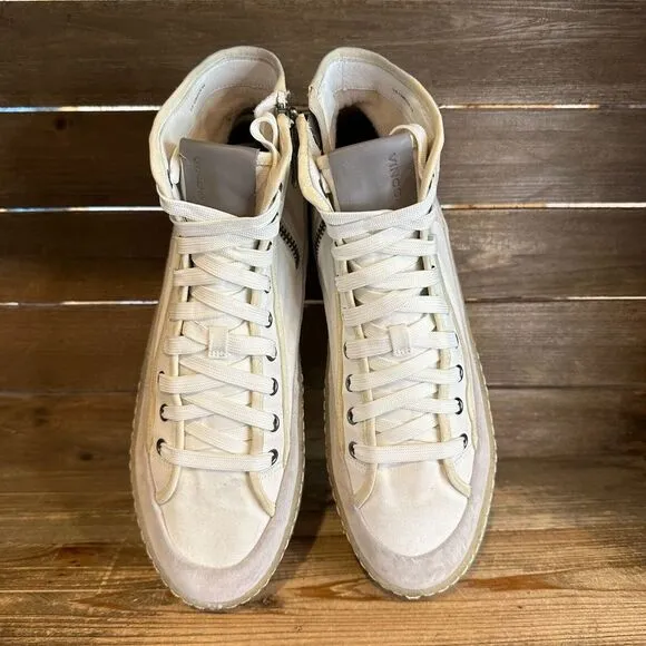 Mens Vince Rodgers White Canvas Casual Comfort High Top Sneakers Shoes Size 10 D