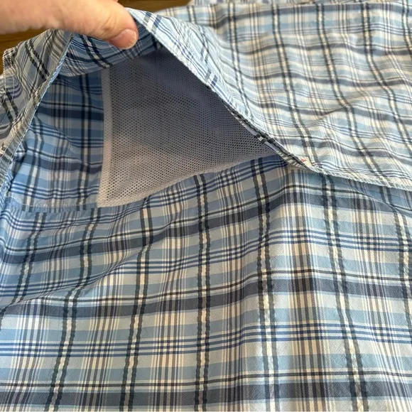 MENS VINEYARD VINES HARBOR SHIRT FISHING LONG SLEEVE ACTIVE WHITE BLUE PLAID L