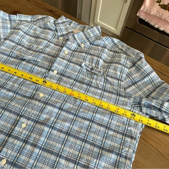 MENS VINEYARD VINES HARBOR SHIRT FISHING LONG SLEEVE ACTIVE WHITE BLUE PLAID L
