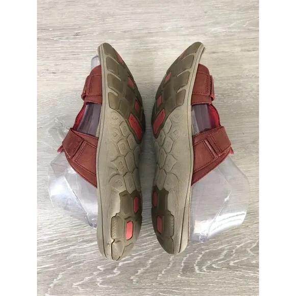Merrell Adhera Select Grip Shoes Womens Red Leather  Slip-On Slide Sandal 9