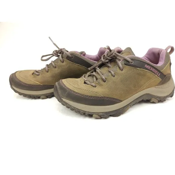 Merrell Brindle Women's Olive Leather Comfort Hiking/ Trail Shoes J48314 Size 8