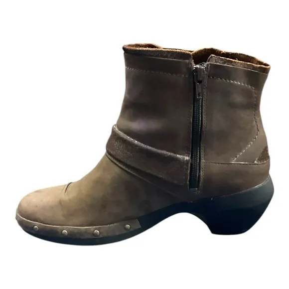 MERRELL LUXE MID BITTER CHOCOLATE LEATHER LADIES SHORT BOOTS SIZE 9.5