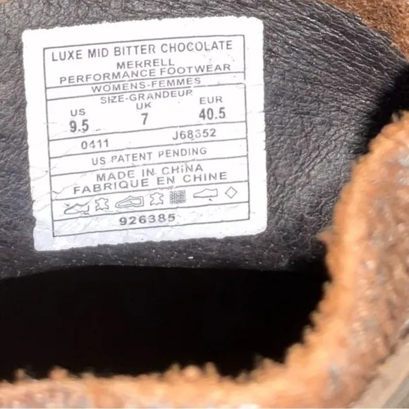 MERRELL LUXE MID BITTER CHOCOLATE LEATHER LADIES SHORT BOOTS SIZE 9.5