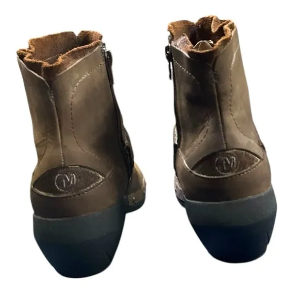 MERRELL LUXE MID BITTER CHOCOLATE LEATHER LADIES SHORT BOOTS SIZE 9.5