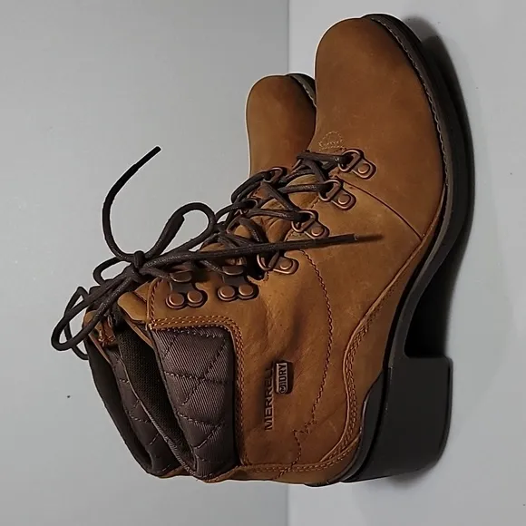 Merrell M Dry Chateau brown ankle lace heel boots size US 7