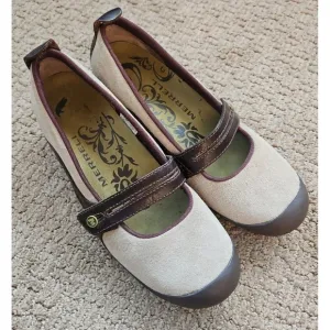Merrell Plaza Bandeau Mary Jane Shoes Taupe Brown Suede Sz 8