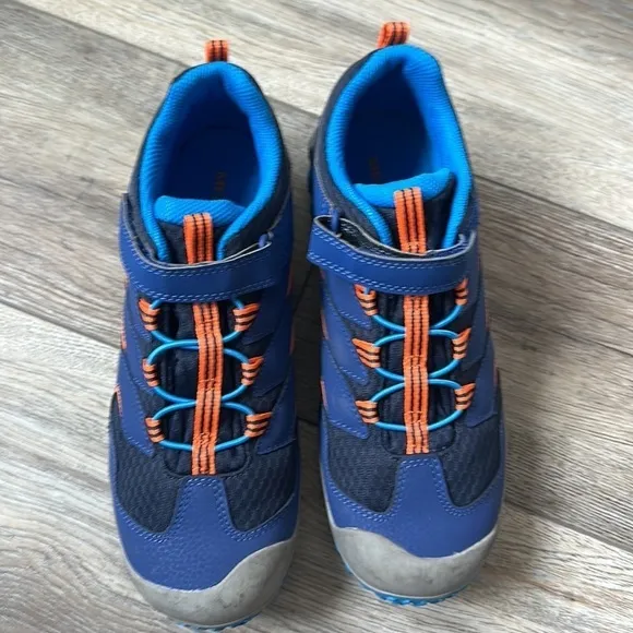 Merrell shoes boys sneakers waterproof size 6.5 blue and orange athletic hiking