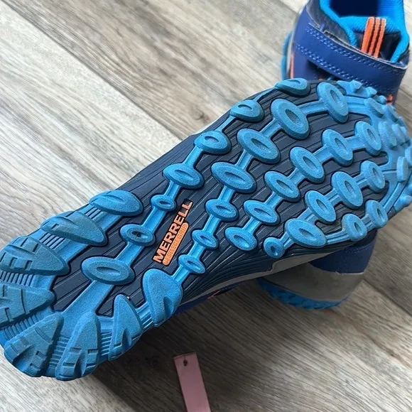 Merrell shoes boys sneakers waterproof size 6.5 blue and orange athletic hiking