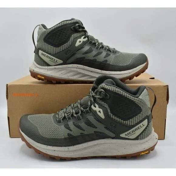 Merrell Womens Size 8 Antora 3 Mid Lichen Waterproof Hiking Trail Running Shoes