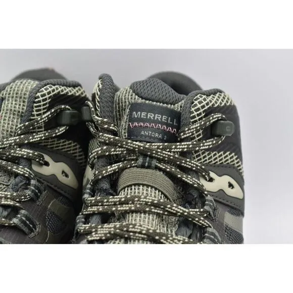 Merrell Womens Size 8 Antora 3 Mid Lichen Waterproof Hiking Trail Running Shoes