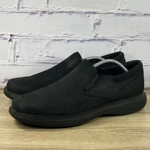 Merrell World Vue Moc Black Leather Slip On Shoes Men's Size 12 Casual Loafers