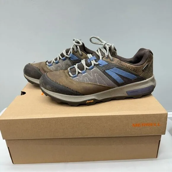 Merrell zion cloudy waterproof brown leather hiking adventure shoes women's 9