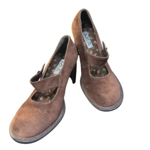 MIA Brown Suede Y2K 90s Academia Boho Party Mary Jane Pumps Heels