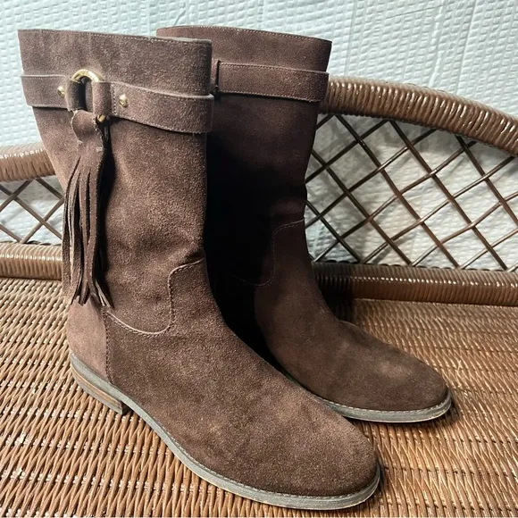 MICHAEL KORS 11-inch Suede Leather Pull On Boots Size 9M