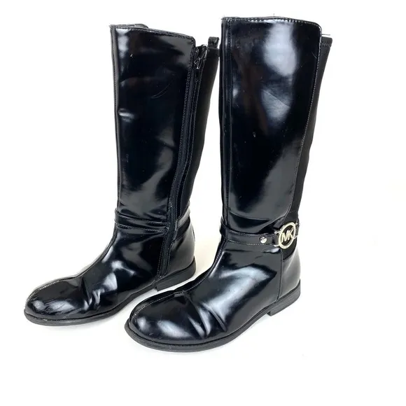 Michael Kors Black Tall Boots Women’s Size 5 Faux Patent Leather Knee