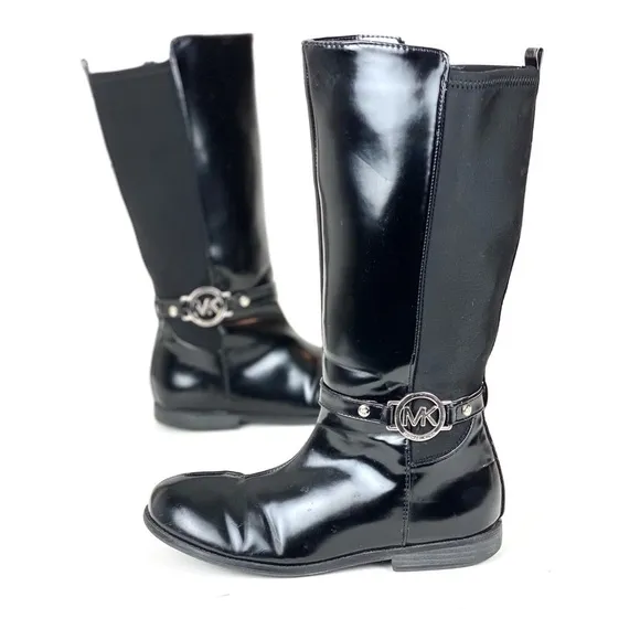 Michael Kors Black Tall Boots Women’s Size 5 Faux Patent Leather Knee