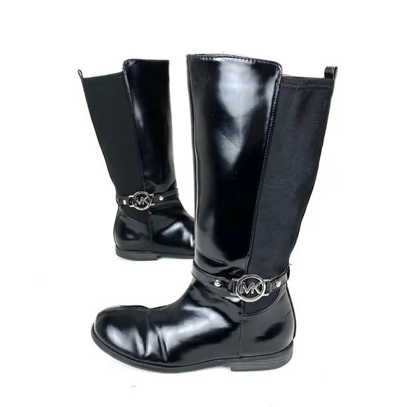 Michael Kors Black Tall Boots Women’s Size 5 Faux Patent Leather Knee