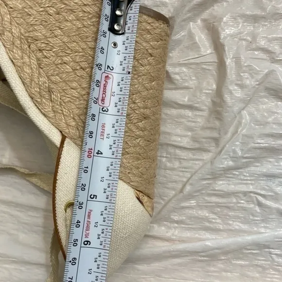 Michael kors cream beige canvas platform peep hole open toe shoes high heels