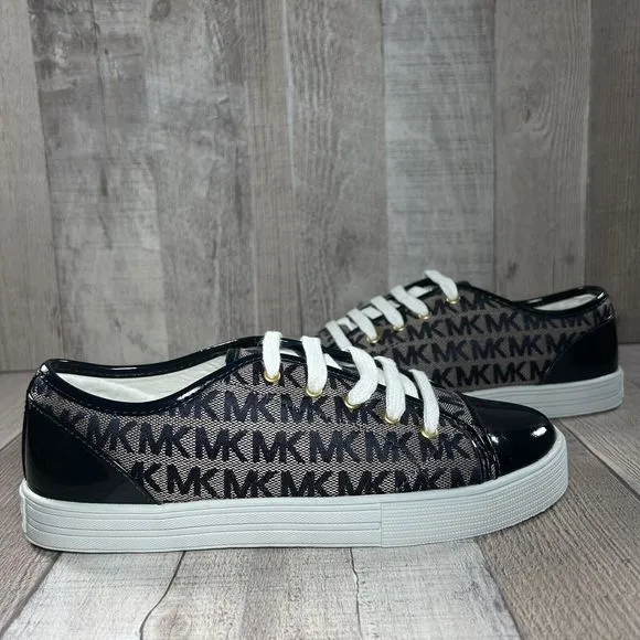 Michael Kors Girls Youth Big Kids Sneakers Canvas Monogram Logo Navy Size 5