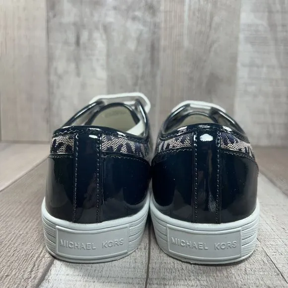 Michael Kors Girls Youth Big Kids Sneakers Canvas Monogram Logo Navy Size 5