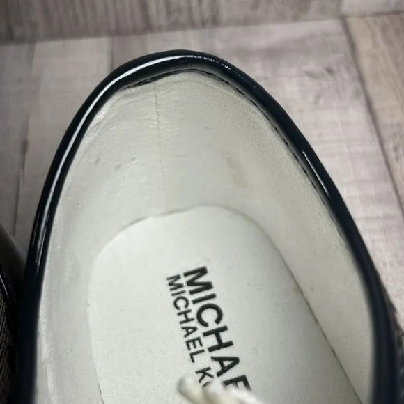 Michael Kors Girls Youth Big Kids Sneakers Canvas Monogram Logo Navy Size 5