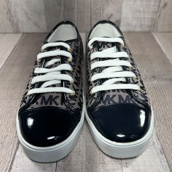 Michael Kors Girls Youth Big Kids Sneakers Canvas Monogram Logo Navy Size 5