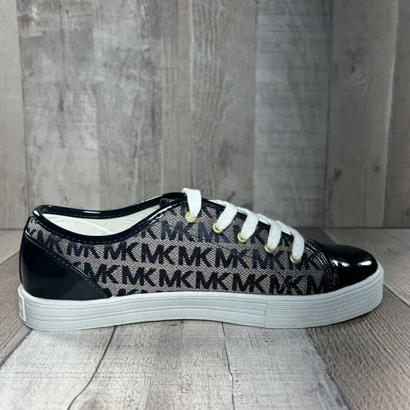 Michael Kors Girls Youth Big Kids Sneakers Canvas Monogram Logo Navy Size 5