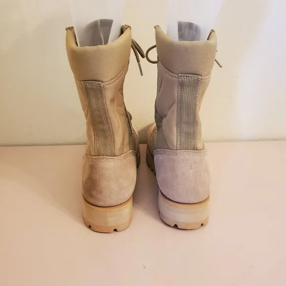 Military Combat Lace Up 13W Tan Leather Hot Boots Chunky