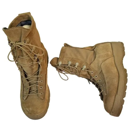 Military Combat Lace Up 6W Tan Leather Hot Boots Grunge Streetwear Punk