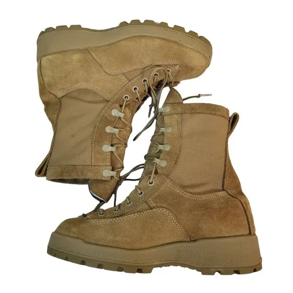 Military Combat Lace Up 6W Tan Leather Hot Boots Grunge Streetwear Punk